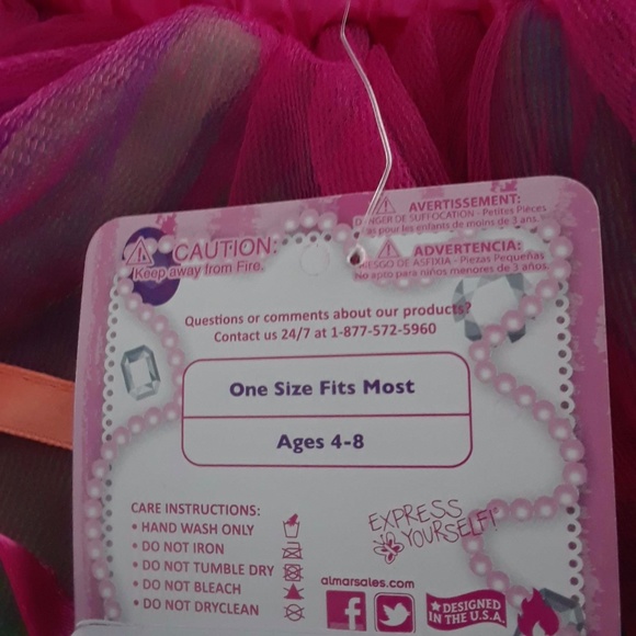 Tutu Skirt Tulle Ribbon Bright Rainbow Colors Prin - Picture 5 of 6